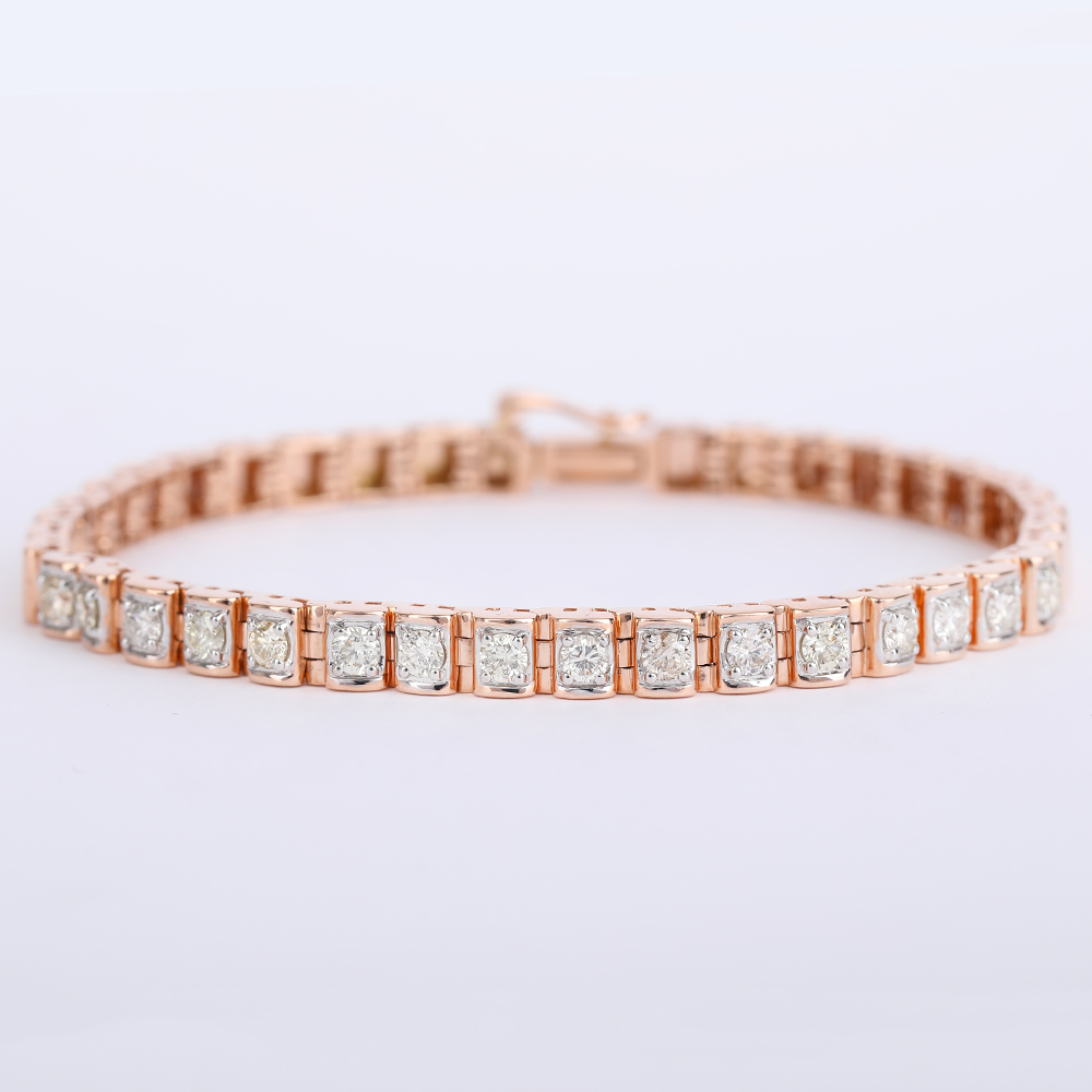 14 K / 585 Rose Gold Diamond Bracelet - Image 3 of 7