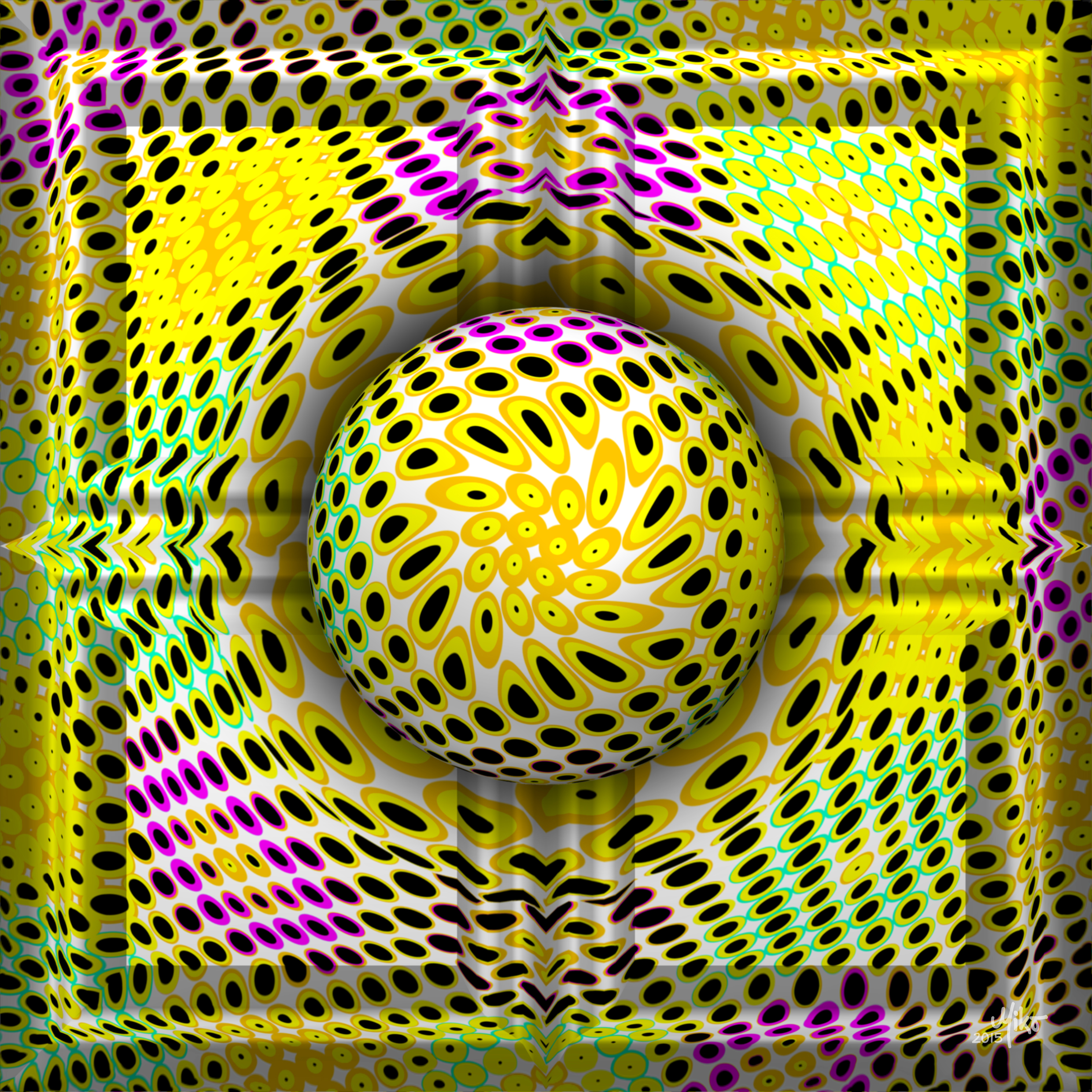 Miko-Art ""Changed Circles 0086 2015"" (Digital-Physical Painting) 80x80cm. - Image 3 of 5