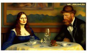 Vincent Van Gogh Having Dinner With Mona Lisa -D1