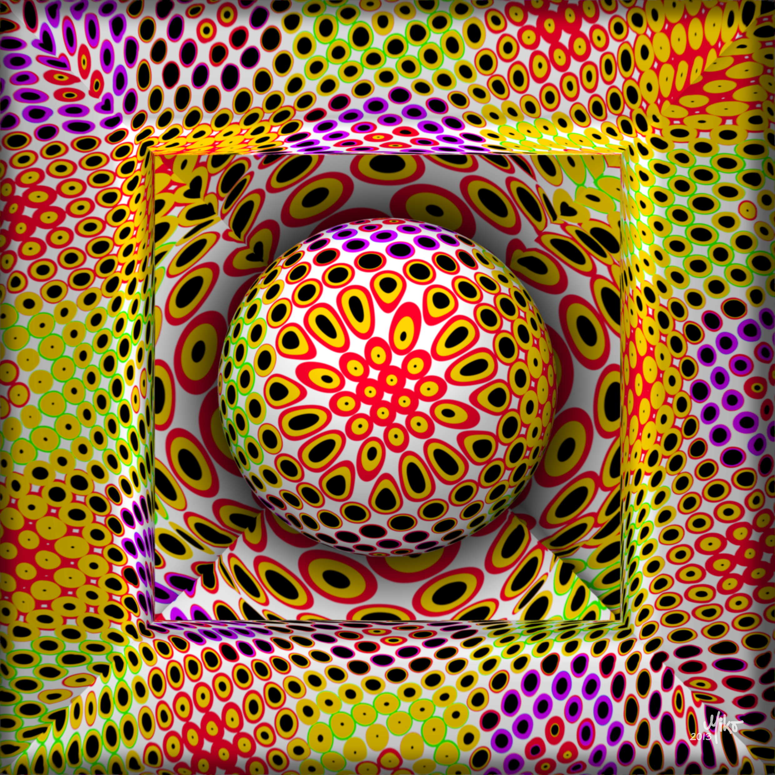 Miko-Art ""Ball In A Hole 0072 2013"" (Digital-Physical Painting) 80x80cm.