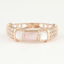 14K / 585 Rose Gold Designer Diamond & Mother of Pearl Ring