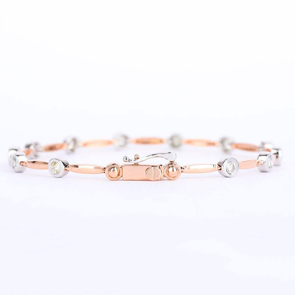 14 K / 585 Rose Gold Diamond Bracelet - Image 4 of 6