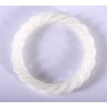 White Jade Twist Bangle. Internal 6cm Diameter, Weight 26.61g