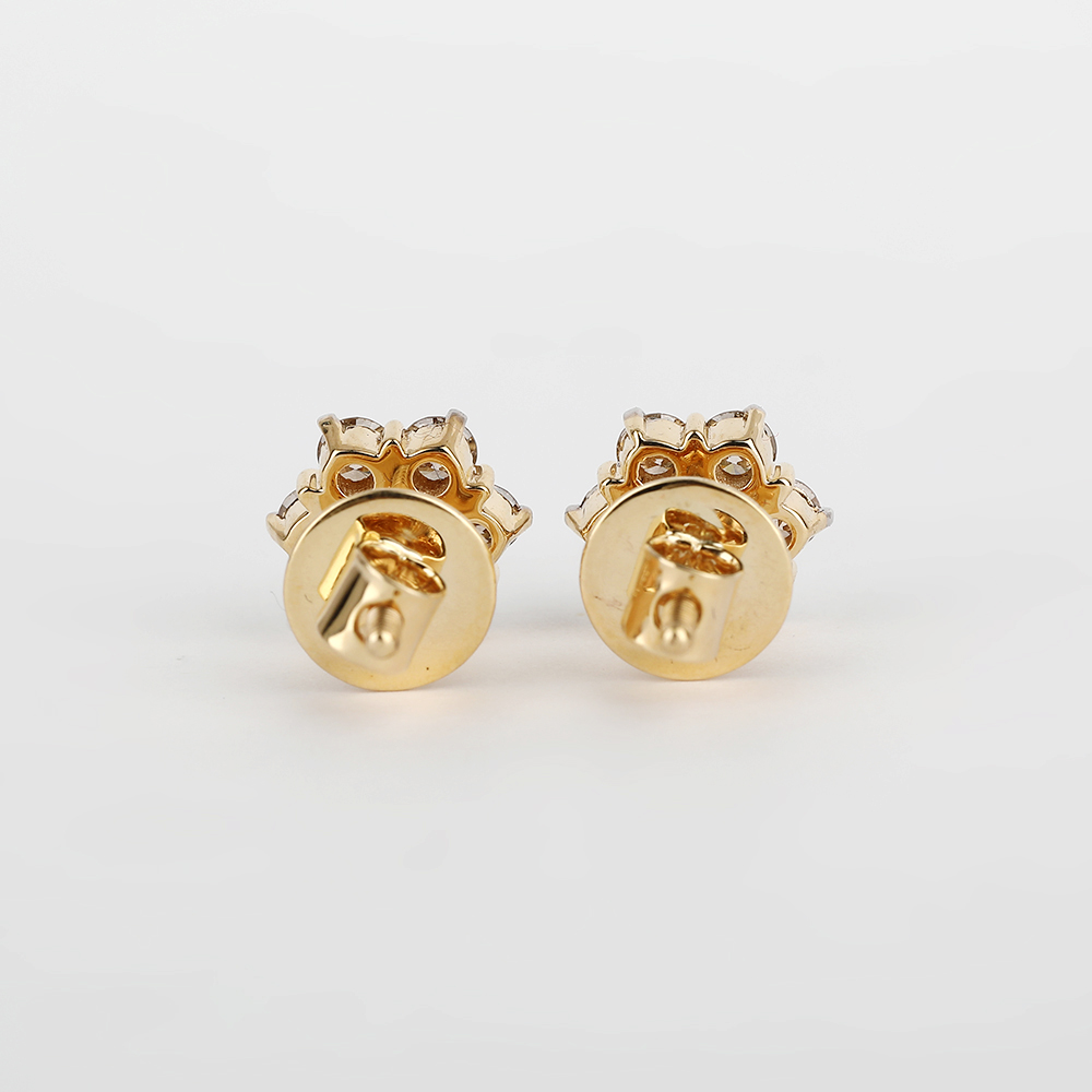 14 K / 585 Yellow Gold Diamond Earring Studs - Image 4 of 5