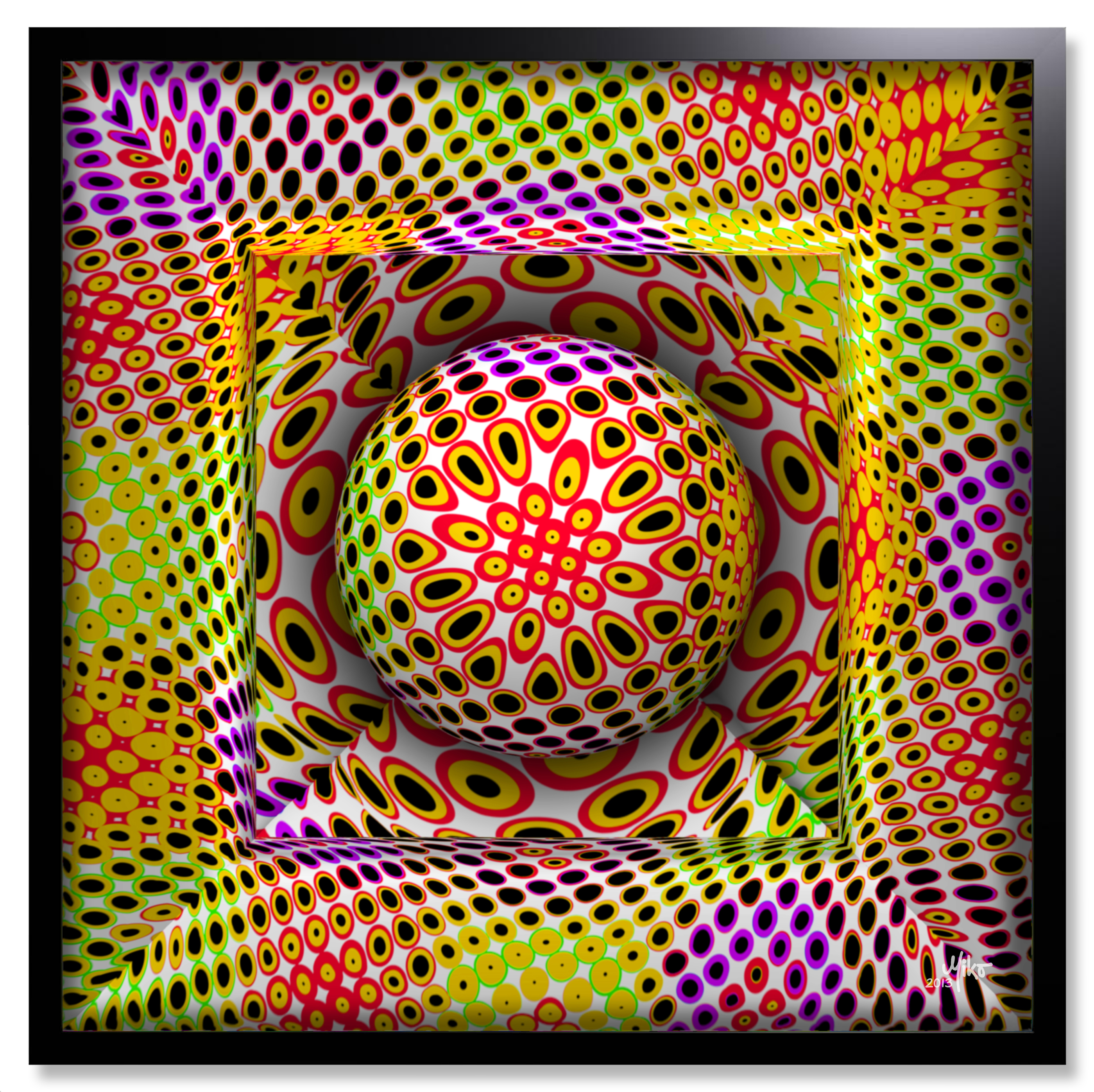 Miko-Art ""Ball In A Hole 0072 2013"" (Digital-Physical Painting) 80x80cm. - Image 5 of 5