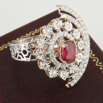 14 K / 585 White Gold & Rose Gold Ruby (GIA Certified) & Diamond Ring