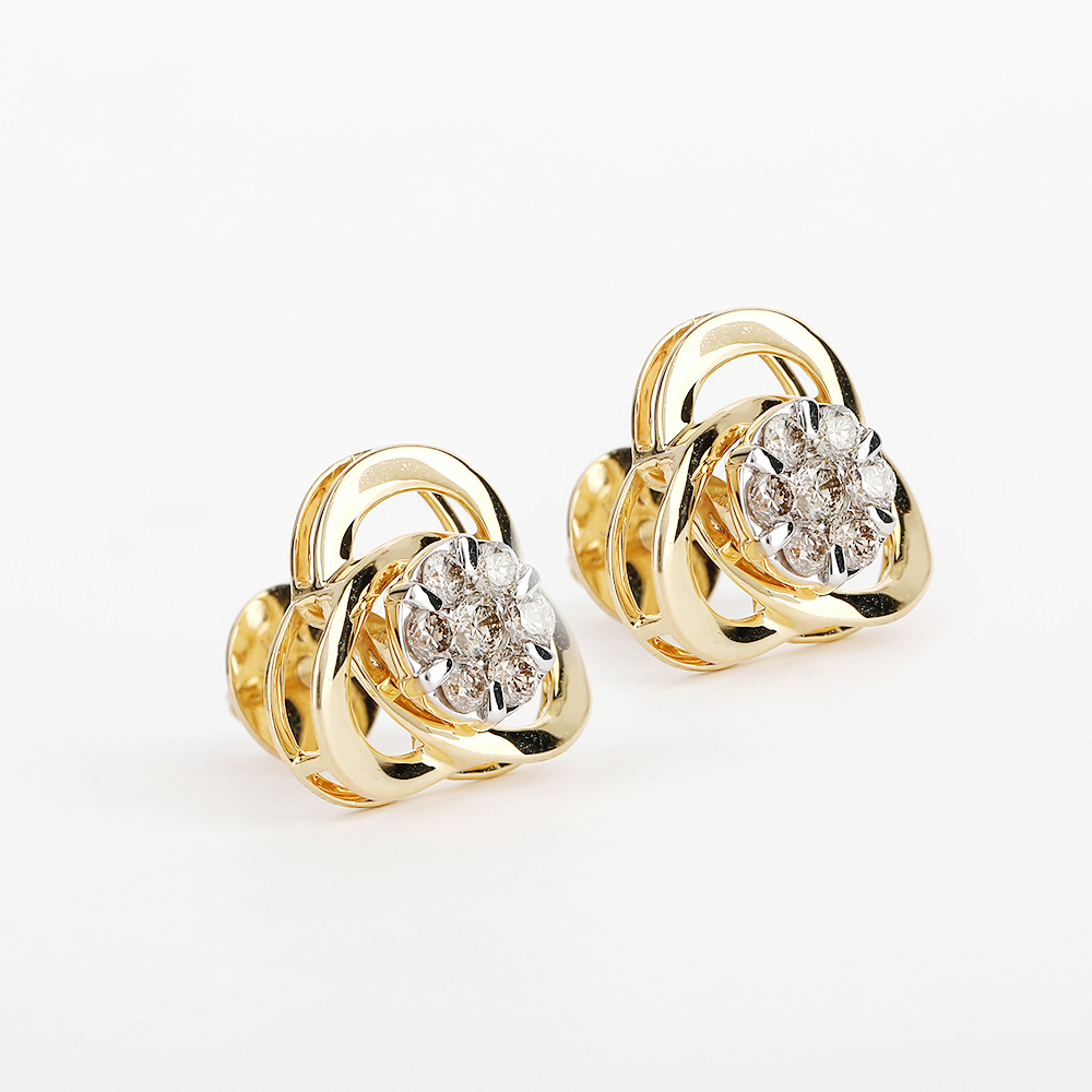 14 K / 585 Yellow Gold Diamond Earring Studs - Image 4 of 5