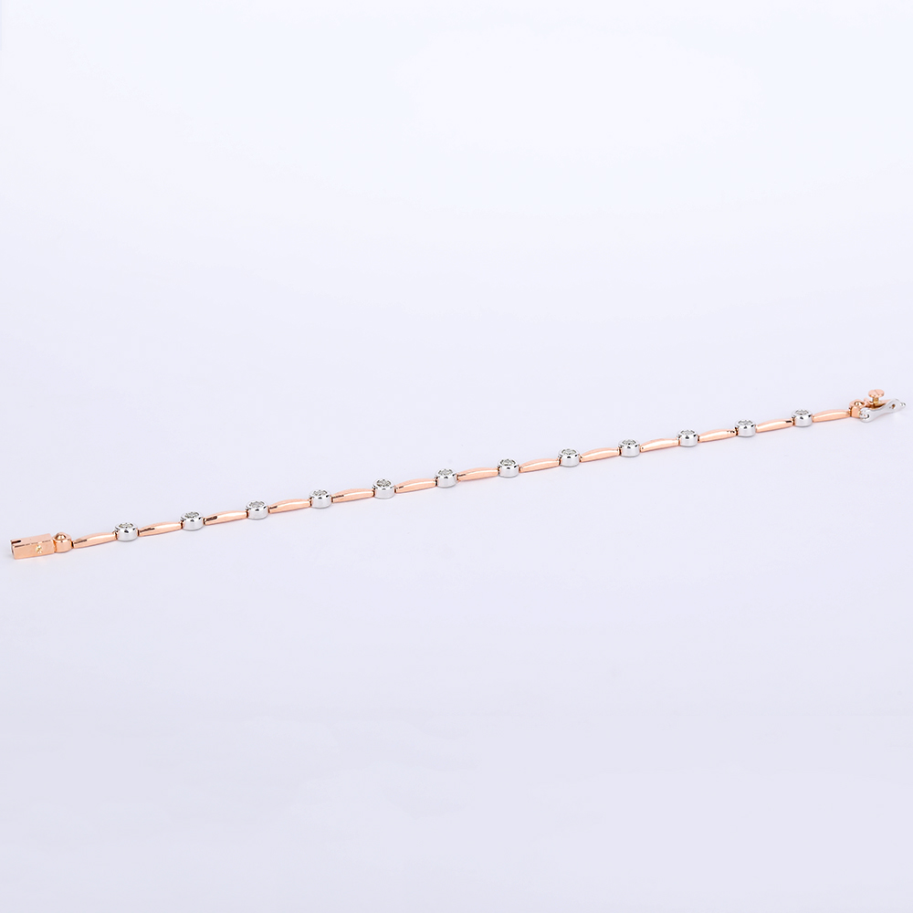 14 K / 585 Rose Gold Diamond Bracelet - Image 2 of 6