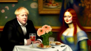 Mr. Jerusalem- Boris Johnson Having Dinner With Mona Lisa -D1