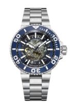 Men's Deschamps & Co Automatic Royal Skeleton Watch - Blue Bezel & Dial