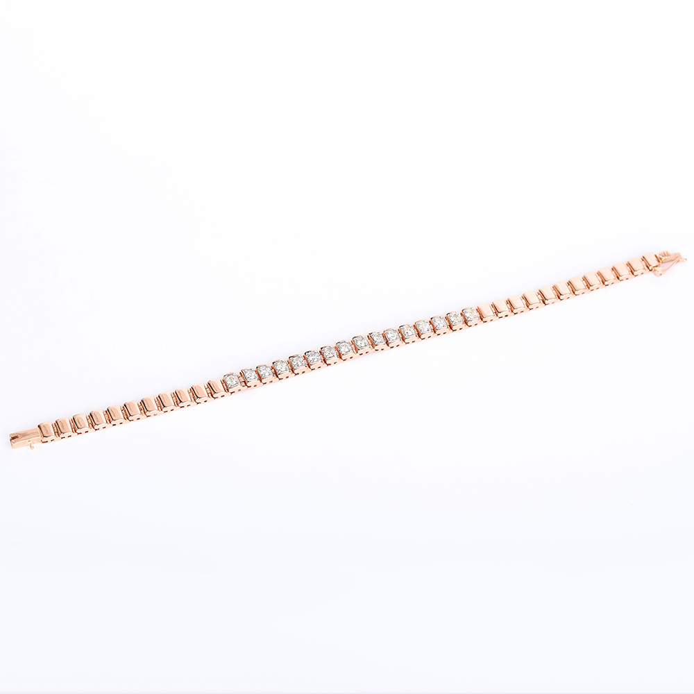 14 K / 585 Rose Gold Diamond Bracelet - Image 7 of 7