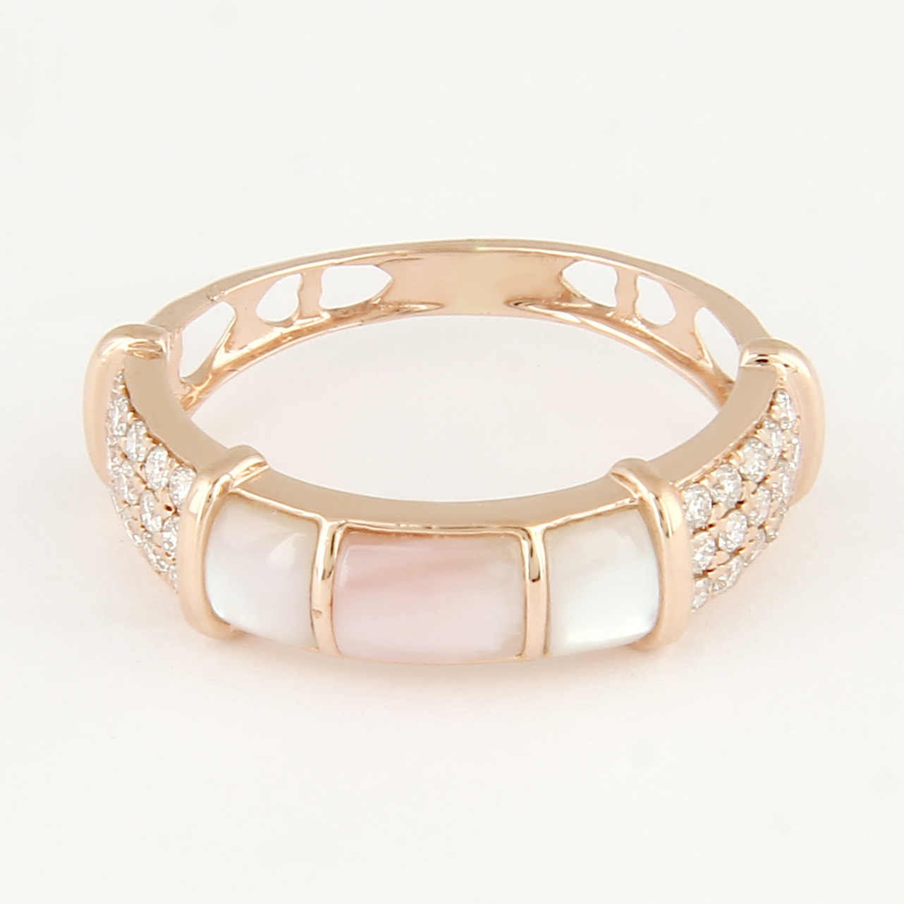 14K / 585 Rose Gold Designer Diamond & Mother of Pearl Ring - Image 2 of 10