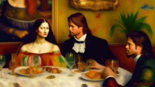 Mr. Jerusalem- Brad Pitt Having Dinner With Mona Lisa -D1