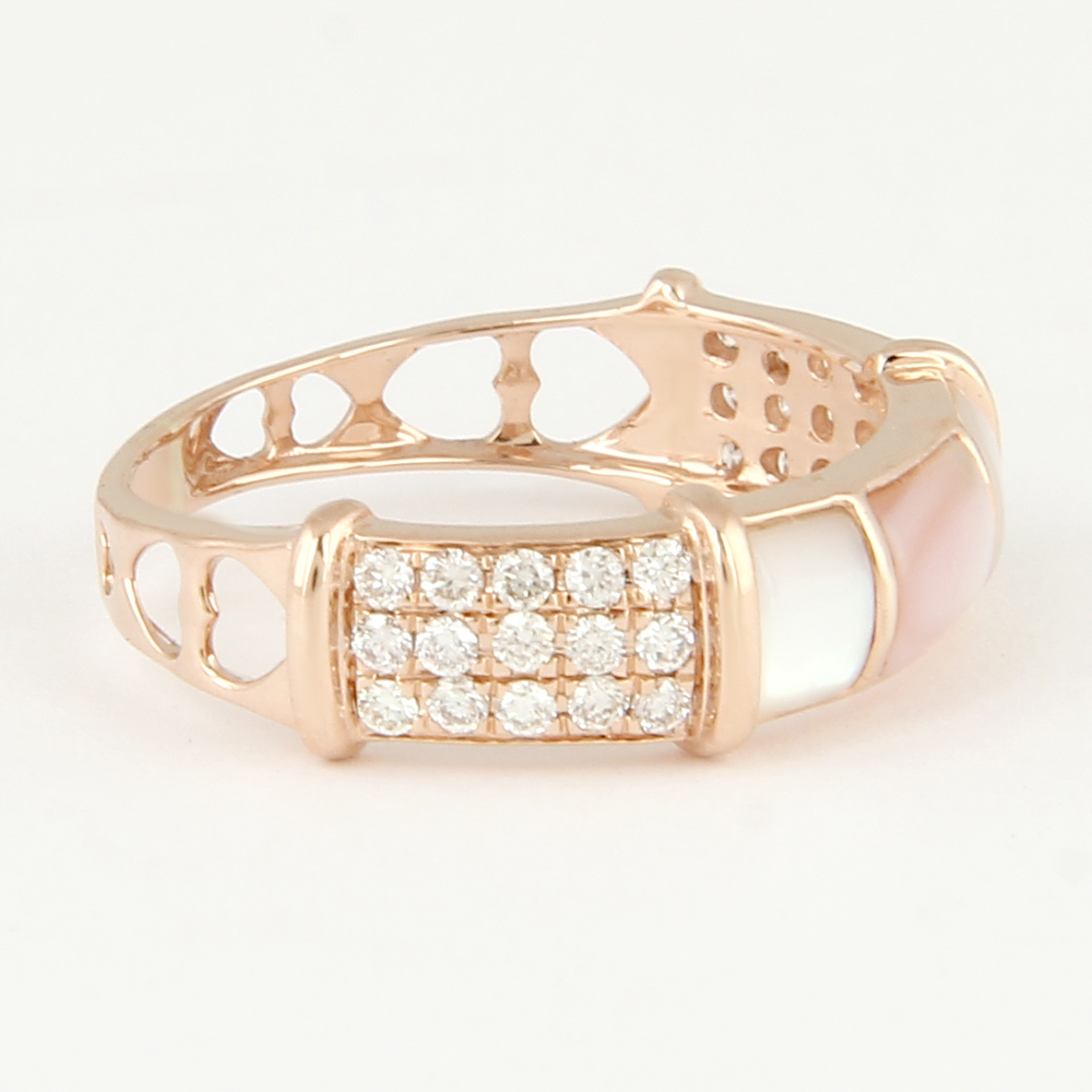 14K / 585 Rose Gold Designer Diamond & Mother of Pearl Ring - Image 6 of 10