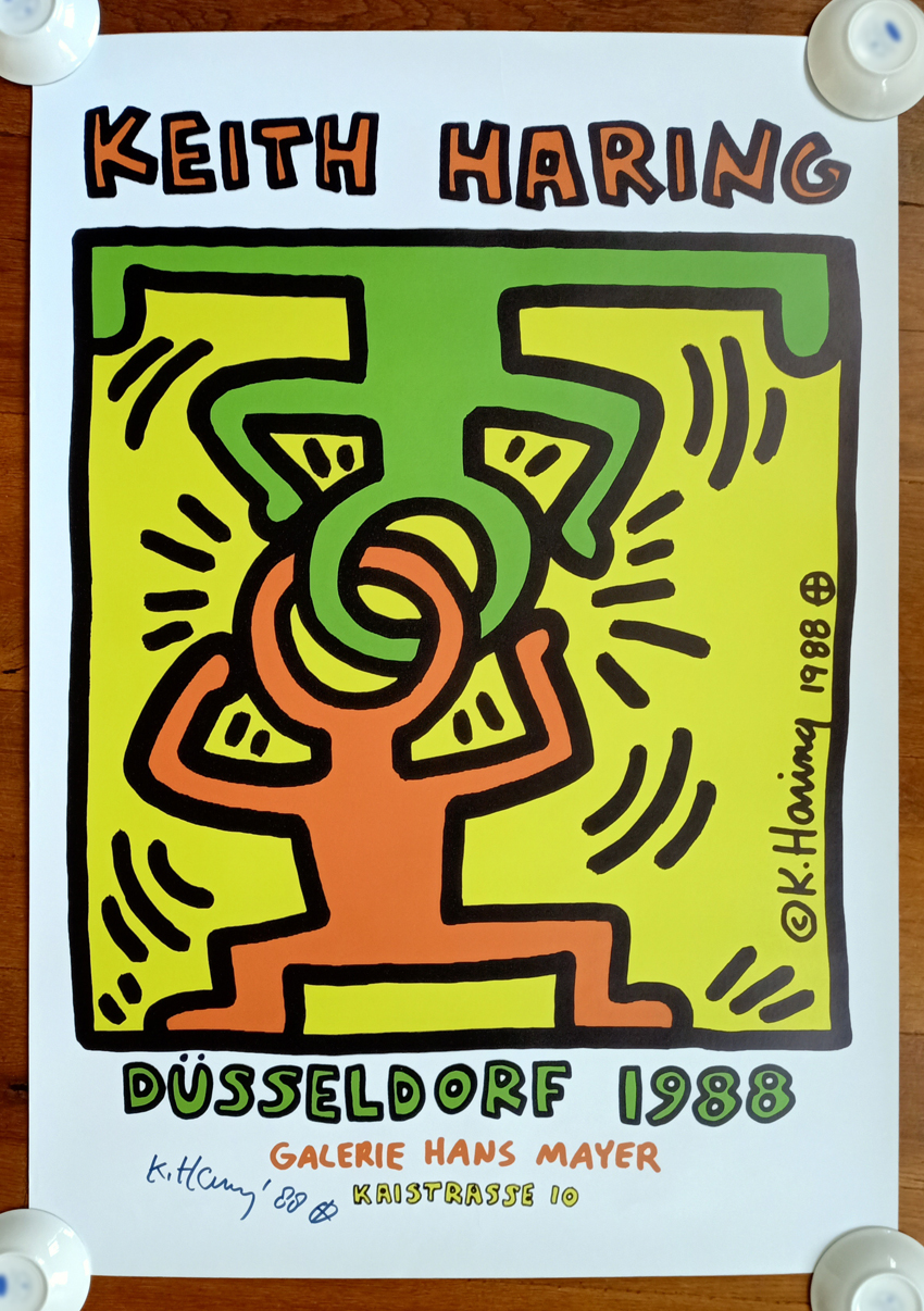 Keith Haring Rare ""Hans Mayer Galerie Original 1988 Poster"" Signed (#0722)