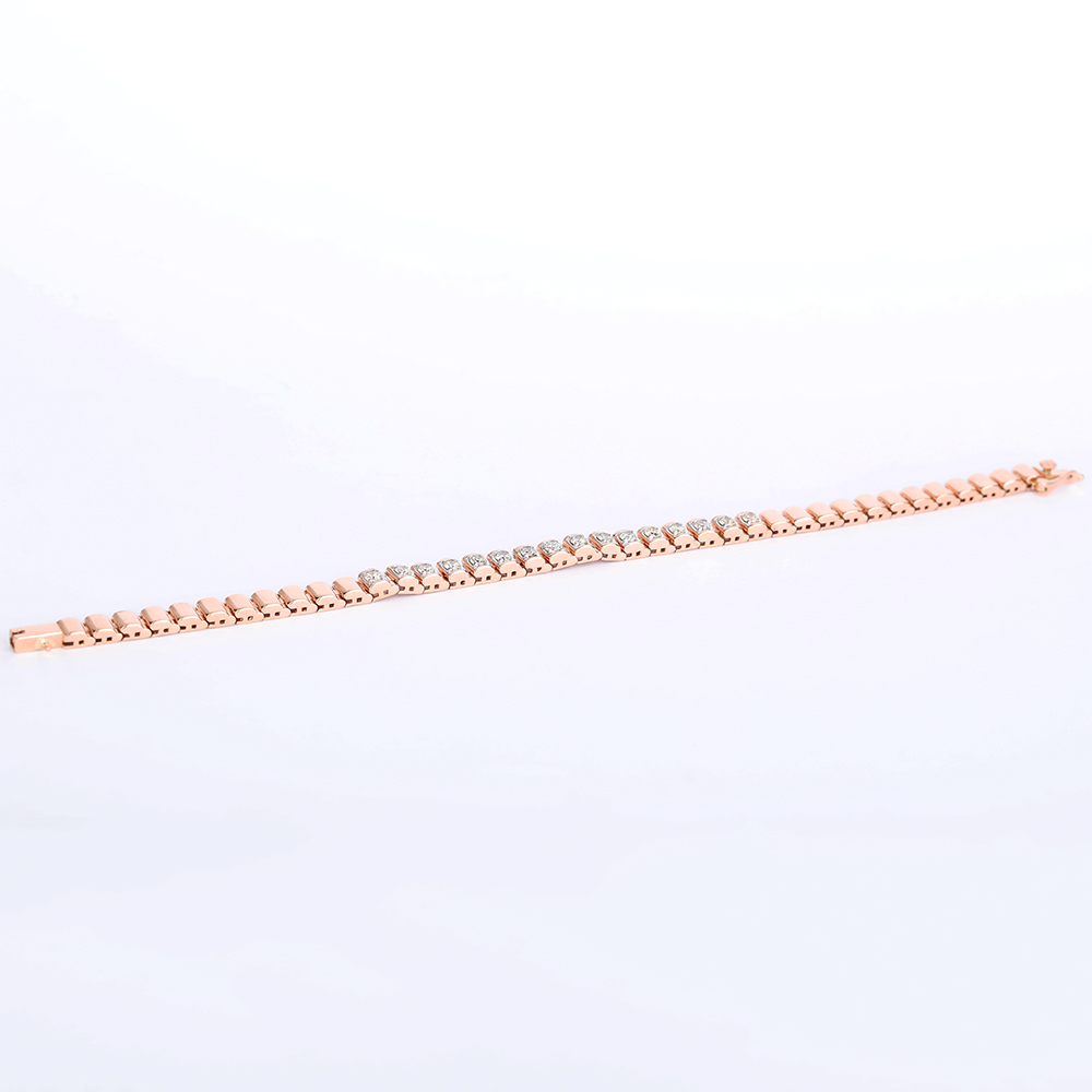 14 K / 585 Rose Gold Diamond Bracelet - Image 4 of 7