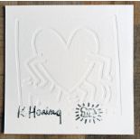 Keith Haring 'Running Heart' Embossing 1984 Stamped (#0730)