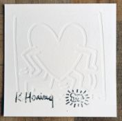 Keith Haring 'Running Heart' Embossing 1984 Stamped (#0730)