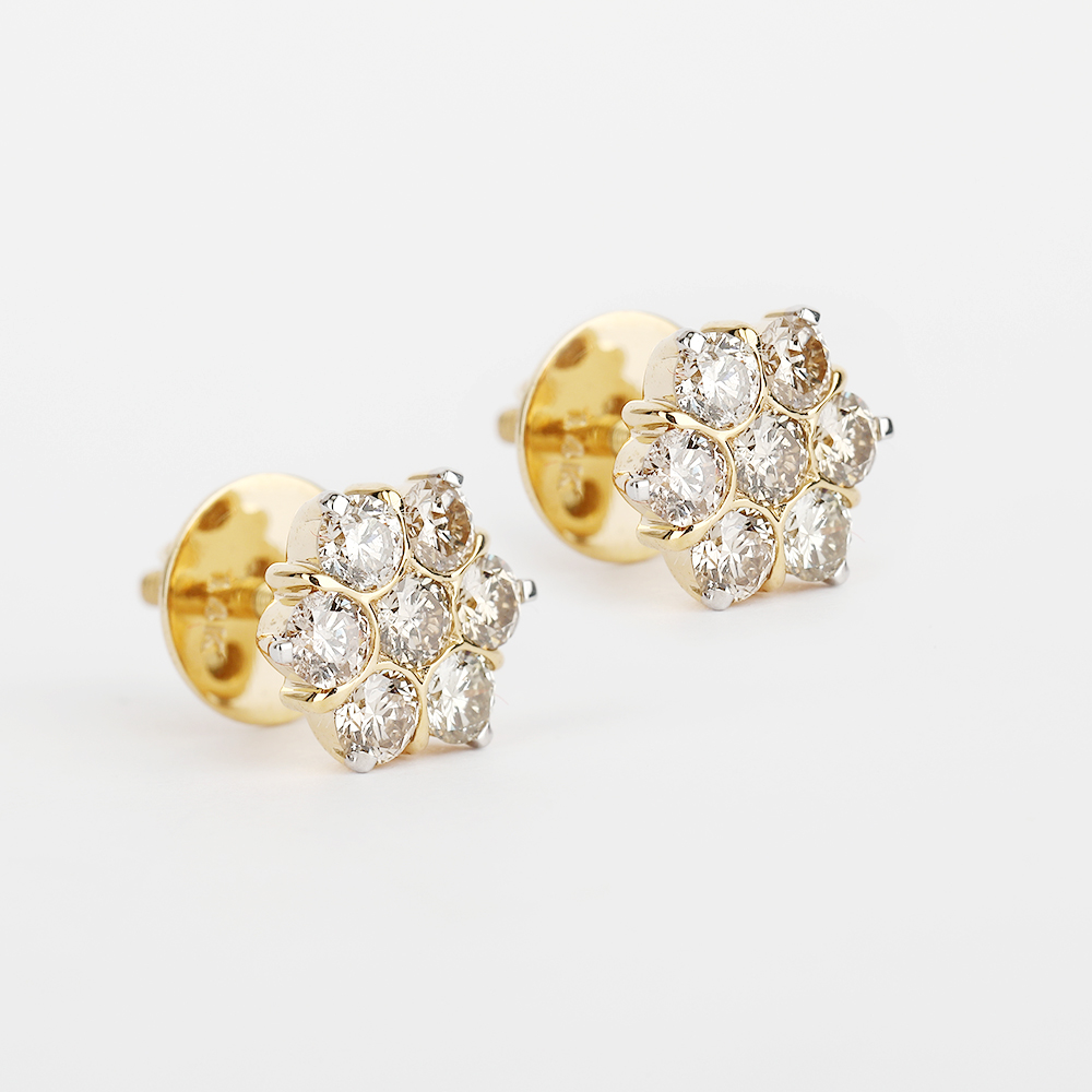 14 K / 585 Yellow Gold Diamond Earring Studs - Image 5 of 5