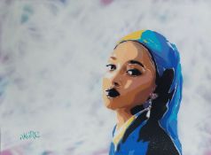 Akore ""Evolution of The Girl With The Pearl Earring' MixedMedia Signed W/COA (#0466)