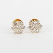 14 K / 585 Yellow Gold Diamond Earring Studs