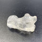 32.75 Cts Natural Hand Carved Clear Quartz Dog