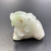 85.55 Cts Awesome Natural Hand Carved Burmese Jade Foo Dog