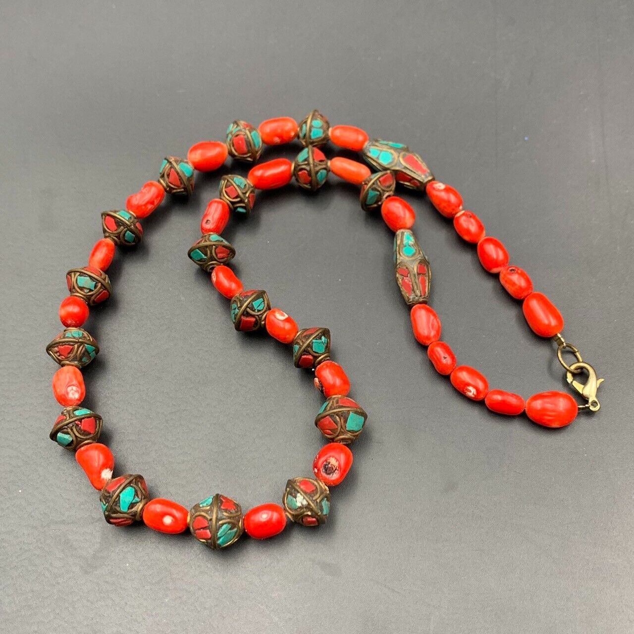 Awesome Natural Dyed Coral With Nepalese Handmade Vintage Beads Necklace. - Image 4 of 5