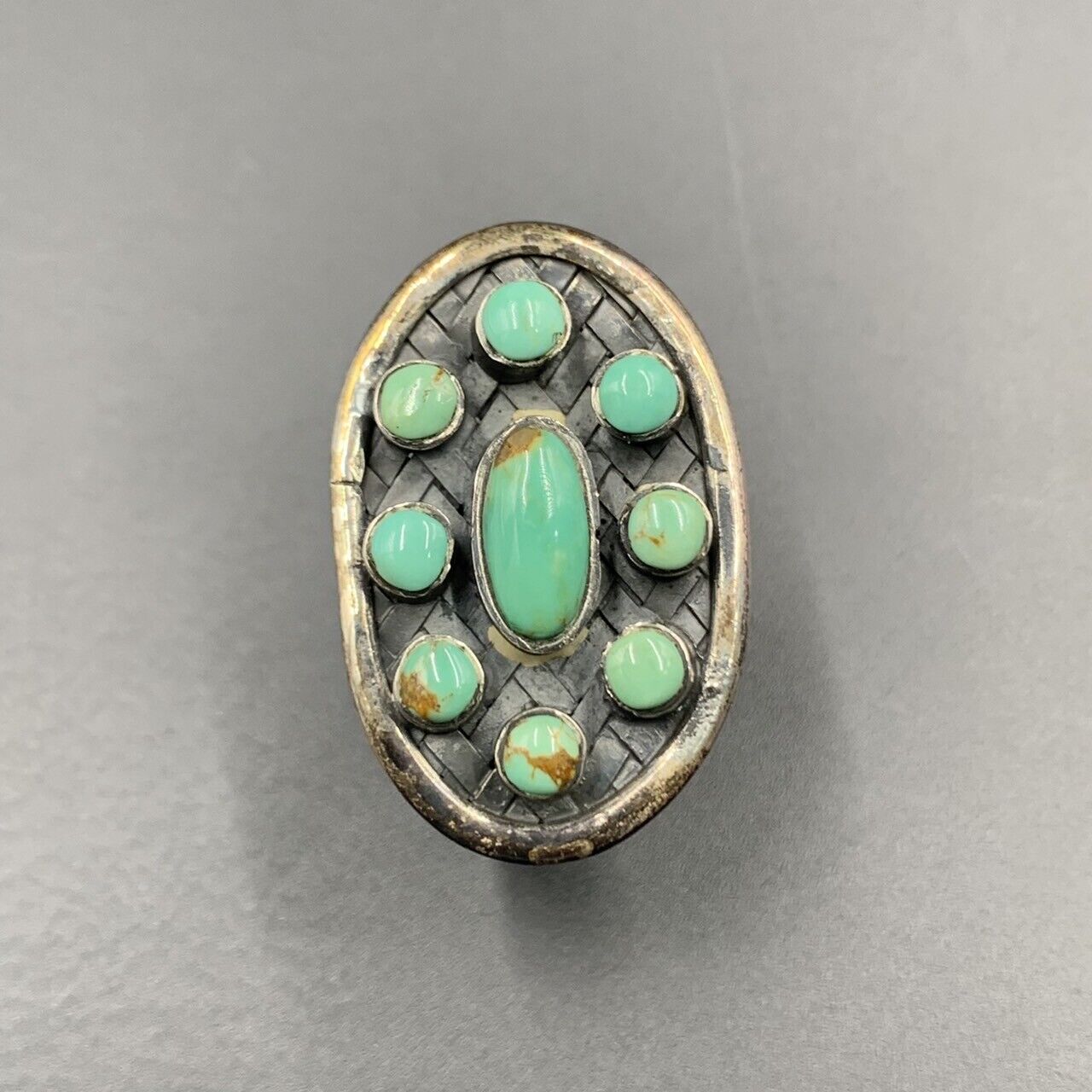 Handmade Natural Thai Made Turquoise With Silver Ring, Native American Inspired Ring. - Image 3 of 5