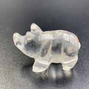 Hand Carved Natural Clear Quartz Pig