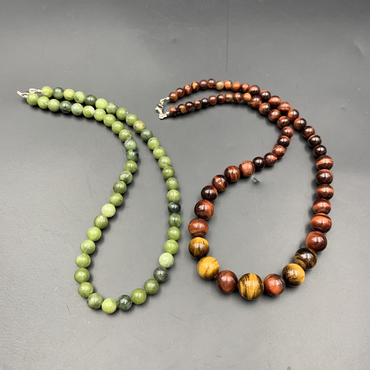 Awesome Natural Tiger Eye & Green Stone Beads 2 Necklace
