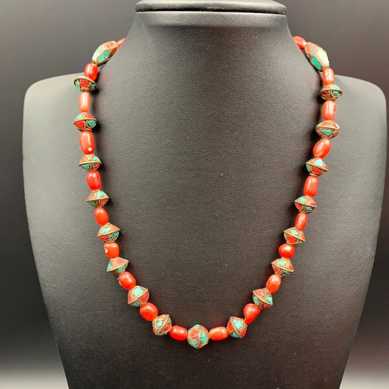Awesome Natural Dyed Coral With Nepalese Handmade Vintage Beads Necklace. - Image 3 of 5