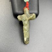 61.70 Cts Natural Hand Carved Jade Cross