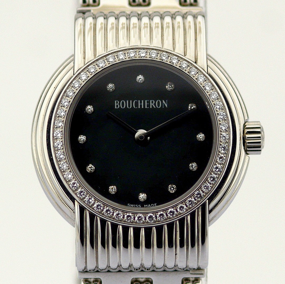 Boucheron / AJ 411022 Diamond Dial Diamond Case - Ladies Steel Wristwatch