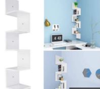 Tiers Zig Zag Wall Corner Shelf Unit Wall Mounted Wood Shelving Bookcase Storage Display Organize...