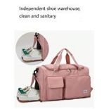 Women's Fashion Large Capacity Travel Bag, Pink Colour Letter Patch Zipper Pocket Travel Bag