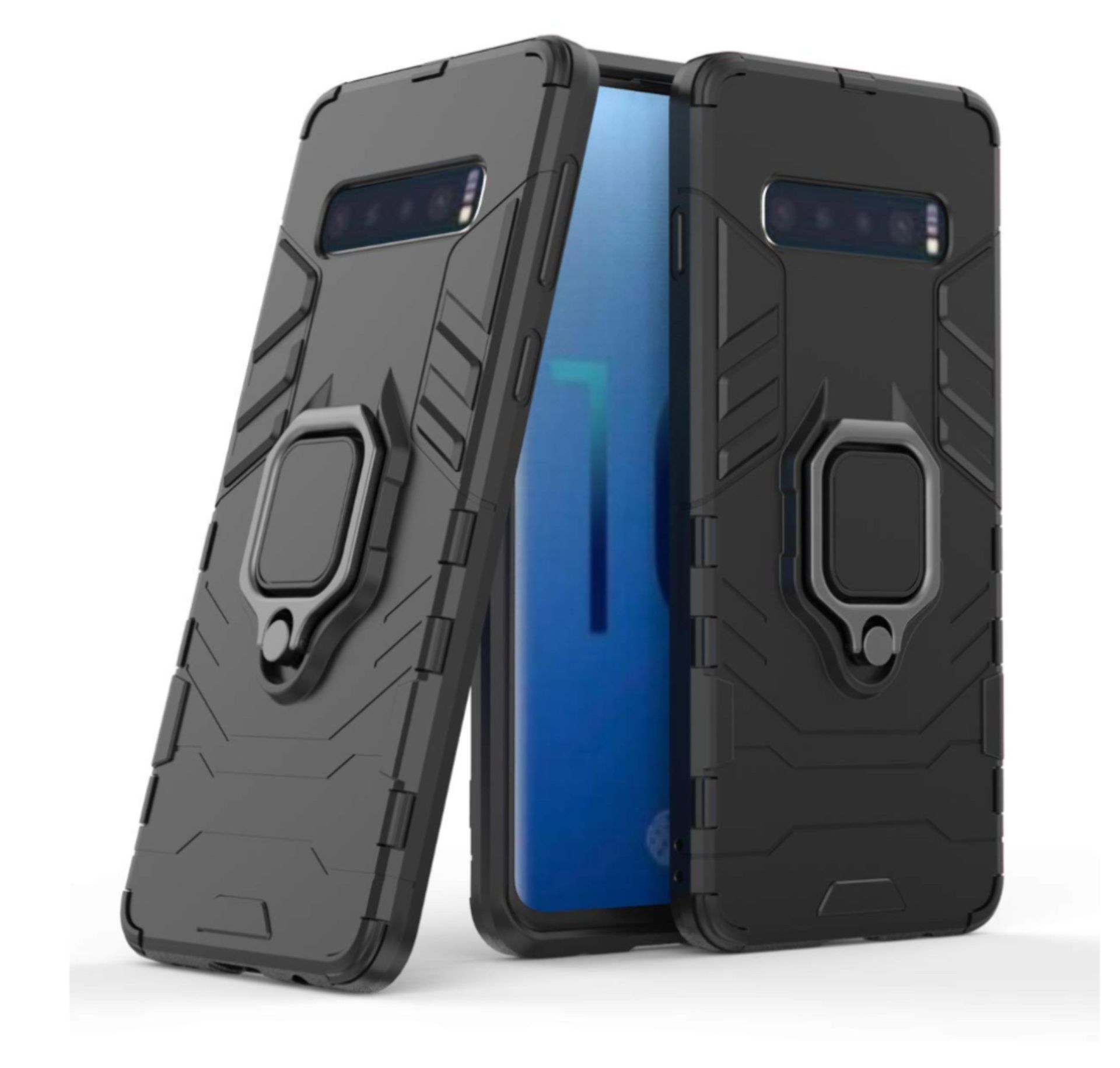 Case For Samsung Galaxy S10, Premium Slim Armor Case With 360 Degree Rotating Ring Holder Kicksta...