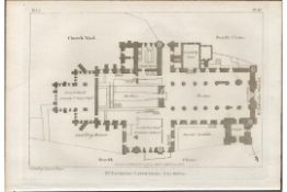 St Patricks Cathedral Plan Dublin F. Grose 1792 Antique Copper Block Engraving.