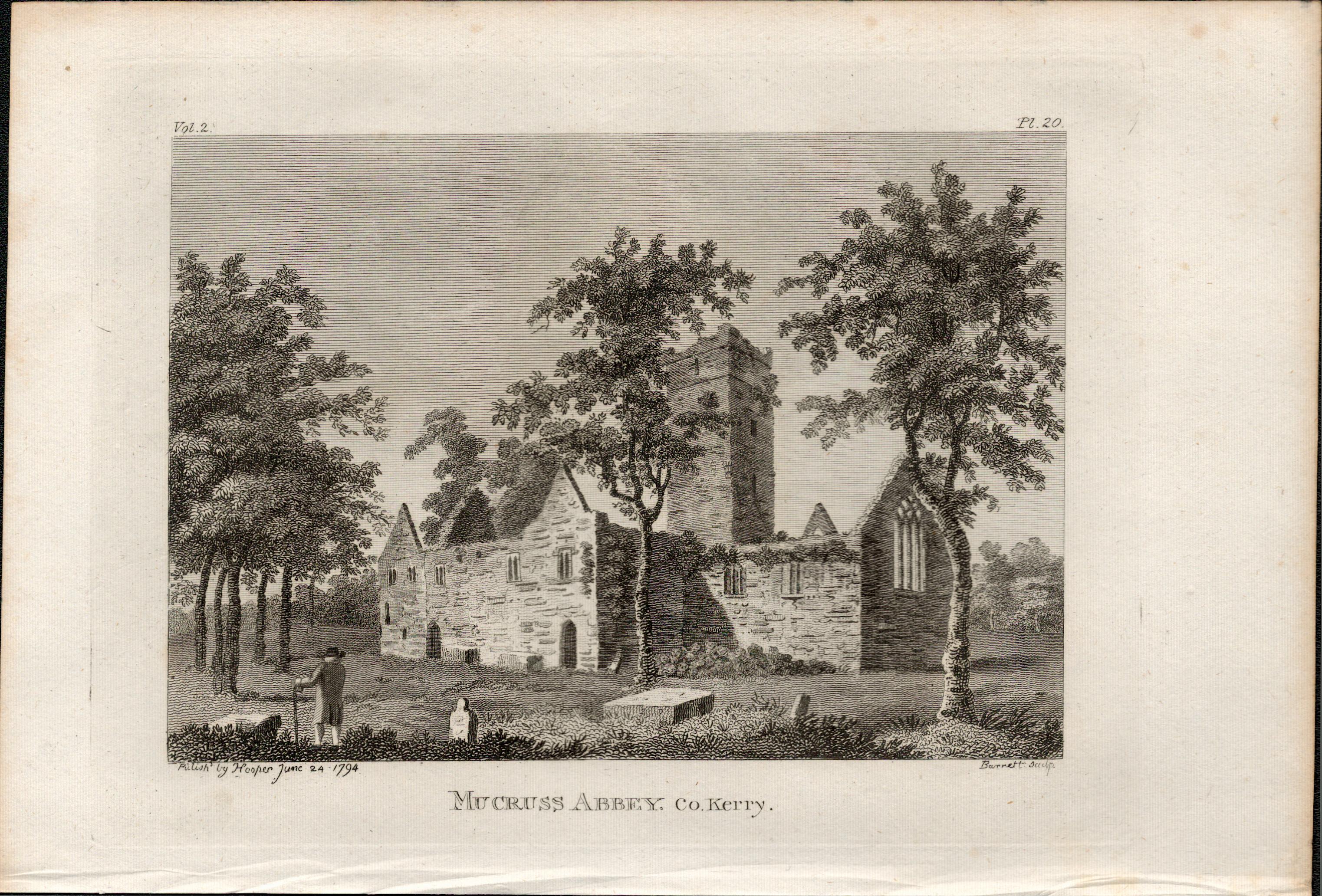 Muckross Abbey Killarney Rare 1794 Francis Grose Antique Print.