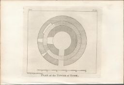 Tower of Hook Floor Plan Co Wexford Rare 1793 Francis Grose Antique Print.