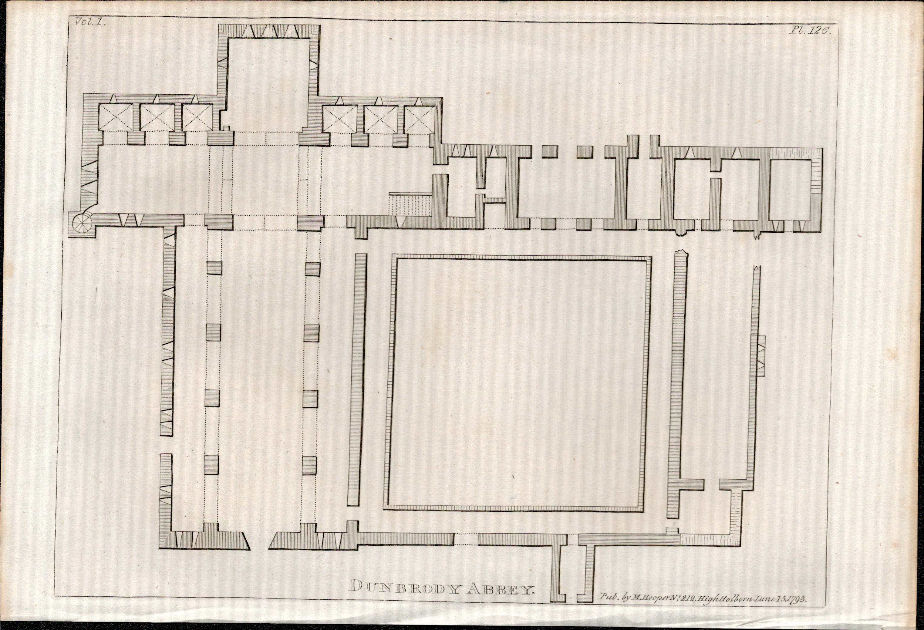 Dunbrody Abbey Floor Plan Co Wexford Rare 1793 Francis Grose Antique Print.