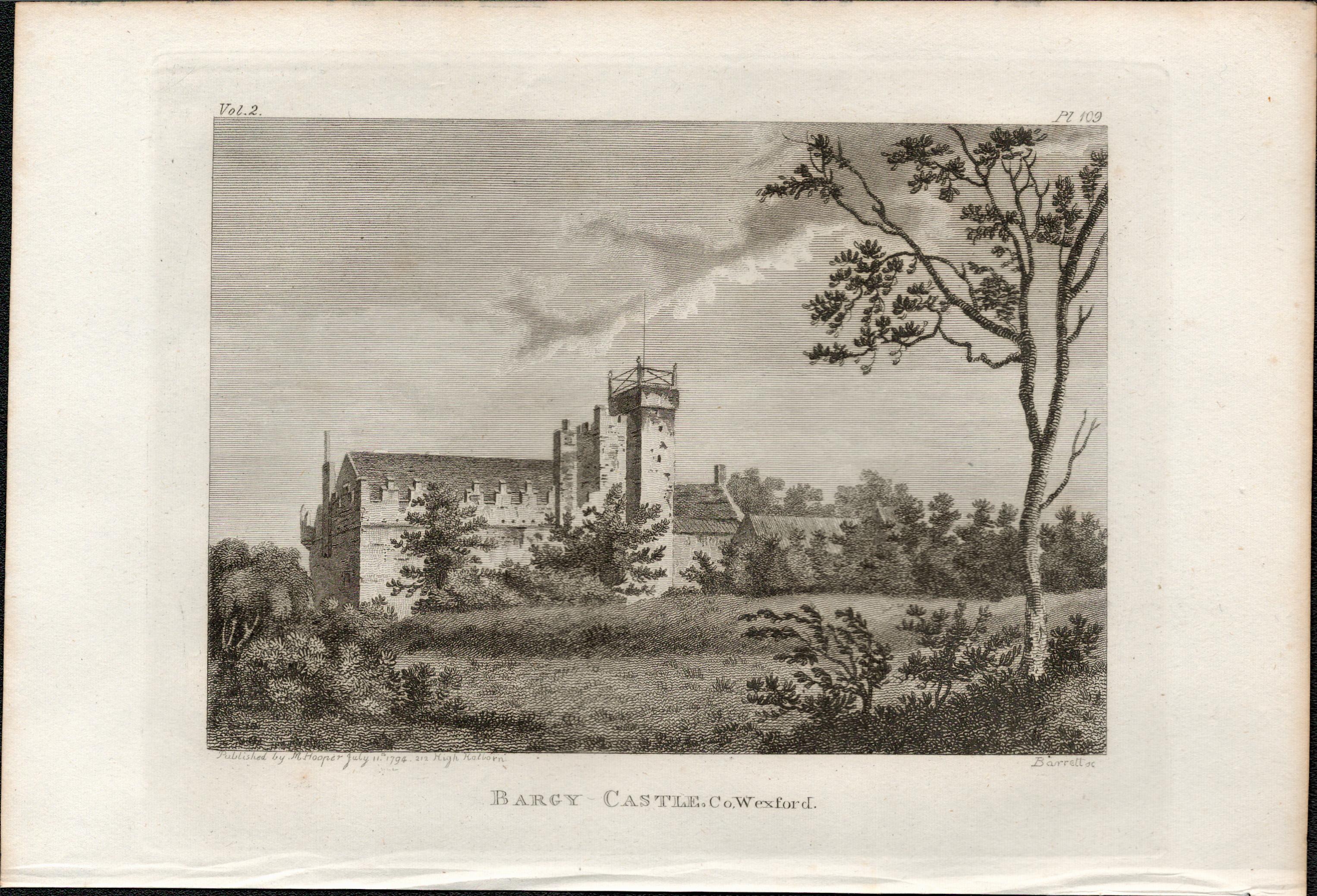 Bargy Castle Co Wexford Rare 1794 Francis Grose Antique Print.