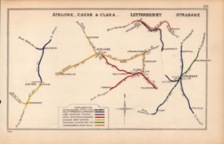 Athlone Cavan Letterkenny Strabane Ireland Antique Railway Diagram-113.