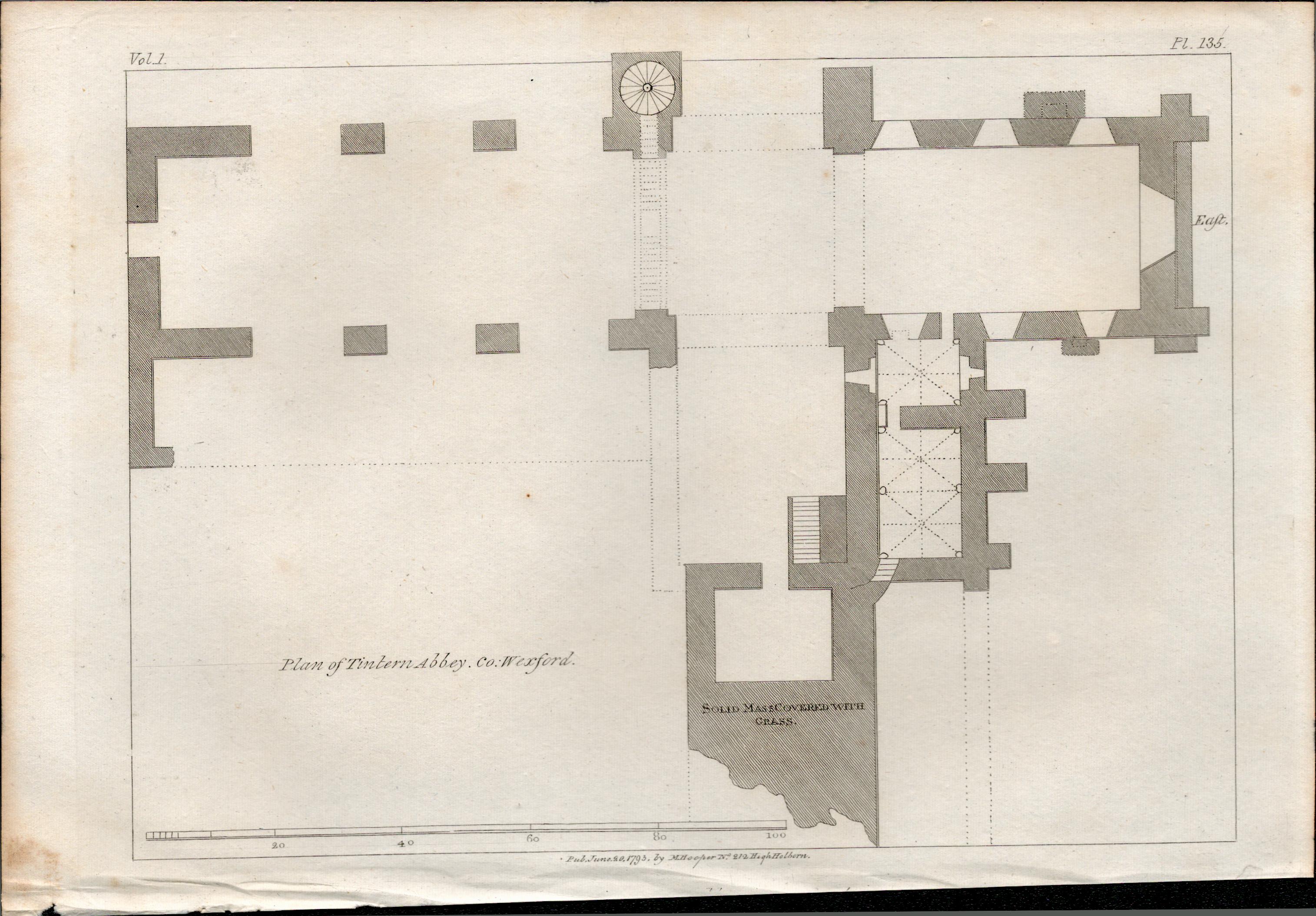 Tintern Abbey Floor Plan Co Wexford Rare 1793 Francis Grose Antique Print.