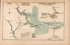 Ennis Wexford & Rosslare Ireland Antique Railway Diagram-96.