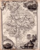 Huntingdonshire Steel Engraved Victorian Thomas Moule Antique Map.