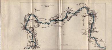 Salters Guide To The Thames No 6 Antique Coloured George V Map.