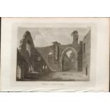 Strade Abbey Co Mayo F. Grose 1794 Antique Copper Block Engraving.