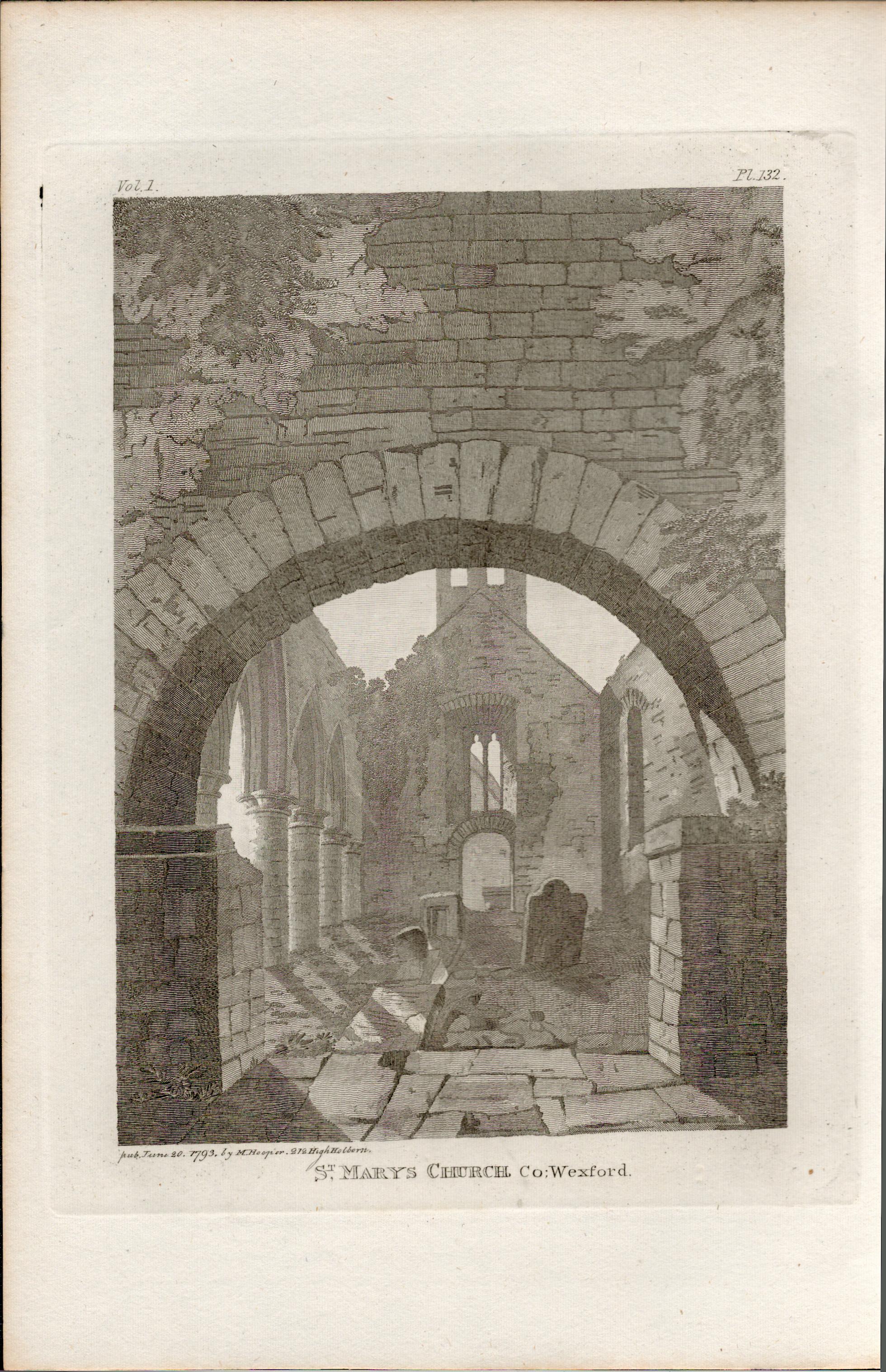 St Marys Church Co Wexford Rare 1793 Francis Grose Antique Print.