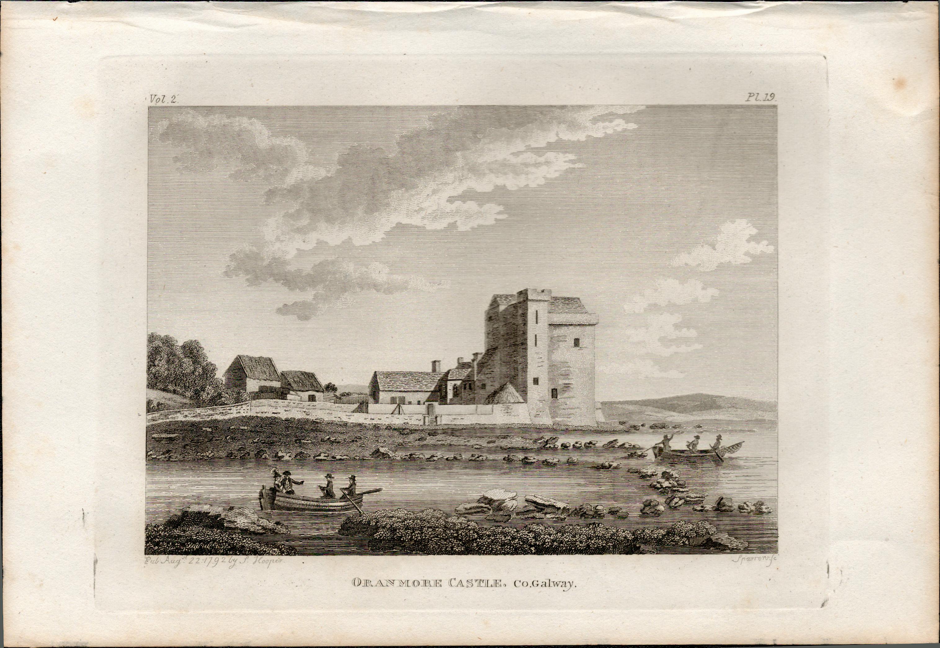 Oranmore Abbey Co Galway F. Grose 1792 Antique Copper Block Engraving.